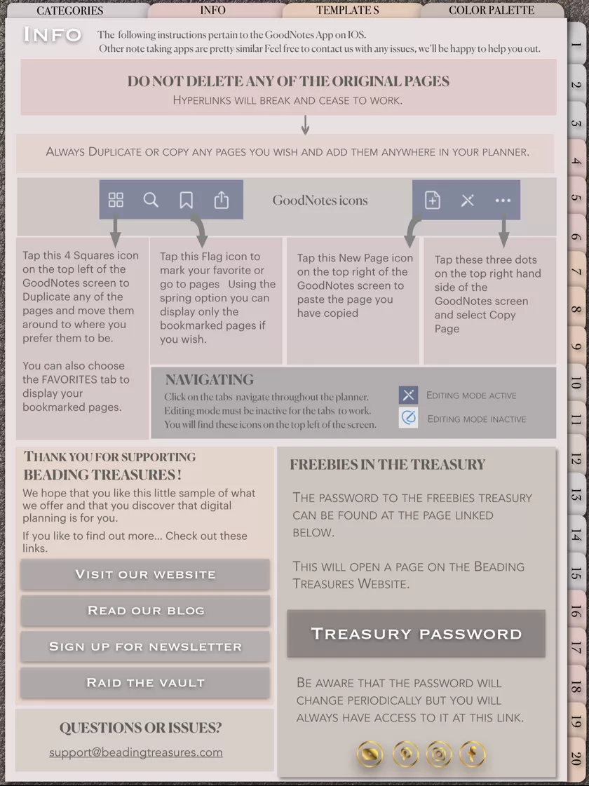 Pattern planner - Info page