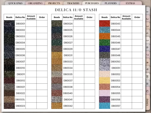 Delica Beading Digital Planner