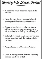 Receiving New Beads Checklist-Widget