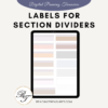 Labels for Section Dividers- Stickers