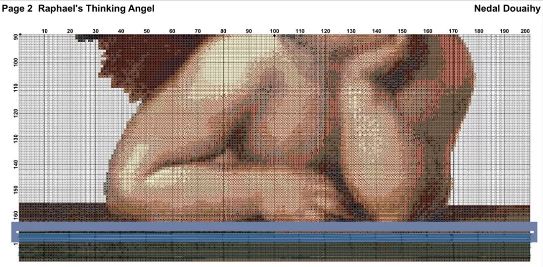 Raphel's thinking angel with line guide